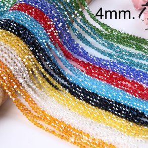 4mm. Ca.35cm. Spids facet krystal glas perle