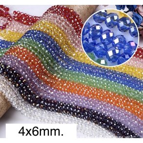 4x6mm. Ca.48cm. Facet krystal glas perle