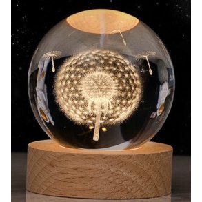 Krystal glas kugle lampe m/motiv.