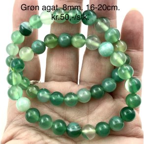 Agat grn. 8mm. perle. 16-20cm. 