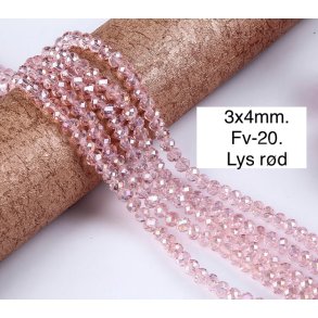 3x4mm. Ca.44cm. Facet krystal glas perle. Fv-20