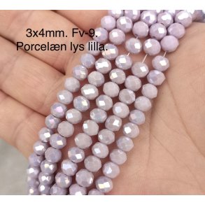 3x4mm. Ca.44cm. Facet krystal glas perle. Porcel�n fv-9