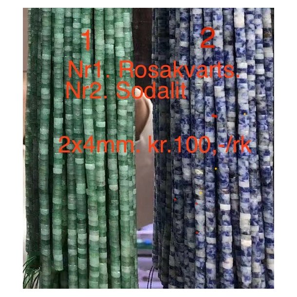Aventurin grn 2x4mm skive. 38cm lang. Nr1. 