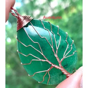 livets tr vedhng med aventurin/rosa guld