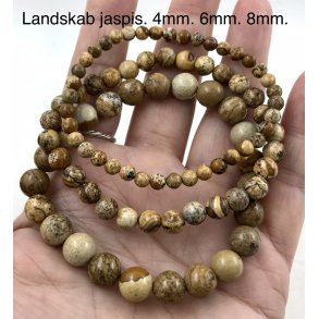 Jaspis landskab. 4,6,8mm. 16-20cm. 