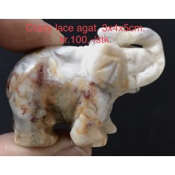 Crazy lace agat elefant. 3x5cm. 