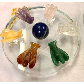 krystal glas 7 stjerne reiki plade-15cm