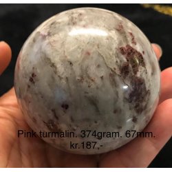 pink turmalin kugle -1, (374gram)