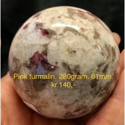 pink turmalin kugle -10, (280gram)