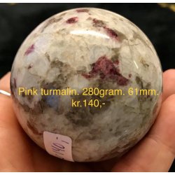 pink turmalin kugle -10, (280gram)