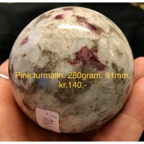 pink turmalin kugle -10, (280gram)
