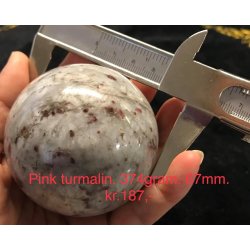 pink turmalin kugle -1, (374gram)