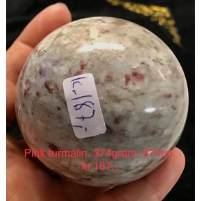 pink turmalin kugle -1, (374gram)