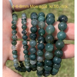 Indiske agat. 4,6,8mm perle. 16-20cm. Frit valg.