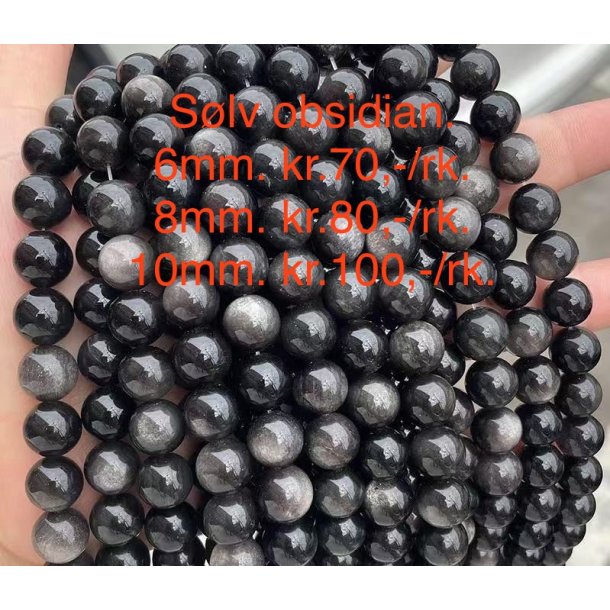 Slv obsidian perle. 10mm