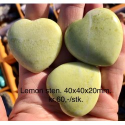 Lemon sten hjerte. 40x40x15mm. 