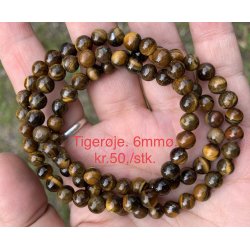 Tigerje armbnd. 4,6,8mm  perle. 16-20cm. Frit valg.