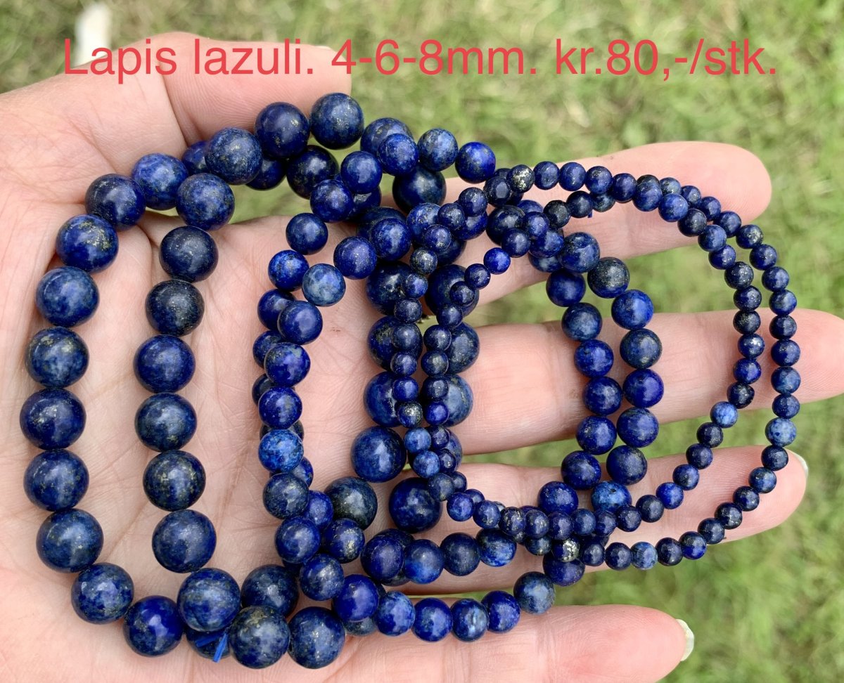 udledning Dolke Medic Lapis lazuli armbånd. 4,6,8mm perle. 16-20cm. Frit valg. - Armbånd -  krystalmadsen´S WEBSHOP/HJEMMESIDE