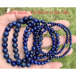 Lapis lazuli armb�nd. 4,6,8mm perle. 16-20cm. Frit valg.