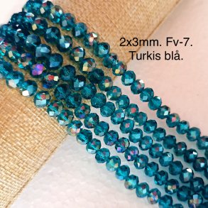 2x3mm. Facet krystal glas perle. Fv-7. 