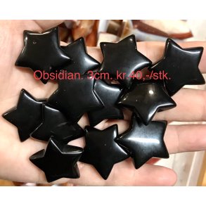 Sort obsidian stjerne. 3x3cm. 