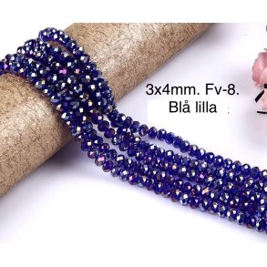 3x4mm. Ca.44cm. Facet krystal glas perle. Fv-8