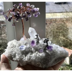 Bjergkrystal+ametyst med minerarbejde, 640gram. 