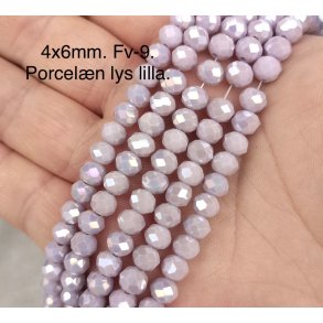 4x6mm. Ca.40cm. Facet krystal glas perle. Porcel�n farve-9