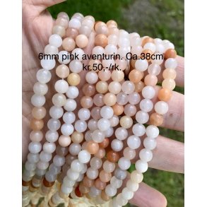 Aventurin pink perle. 6mm. Ca.38cm. 