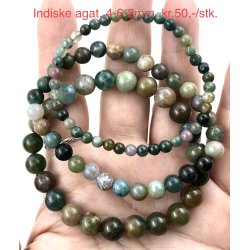 Indiske agat. 4,6,8mm perle. 16-20cm. Frit valg.