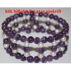 lilla krystal og ferskvands perler armb&aring;nd