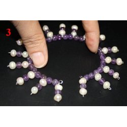 lilla krystal og ferskvands perler armb&aring;nd