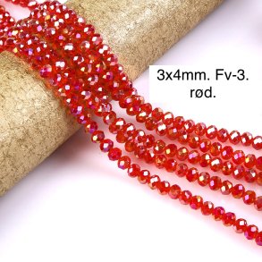 3x4mm. Ca.44cm. Facet krystal glas perle. Fv-3