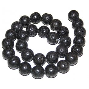 sort lava perler, 14mm rund,