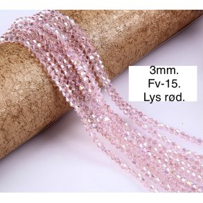 3mm.  Ca.38cm. Spids facet krystal glas perle. Fv-15. 