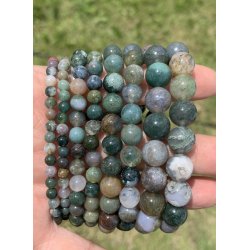 Mos agat armbnd. 4,6,8mm perle. 16-20cm. Frit valg.