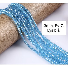 3mm.  Ca.38cm. Spids facet krystal glas perle. Fv-7