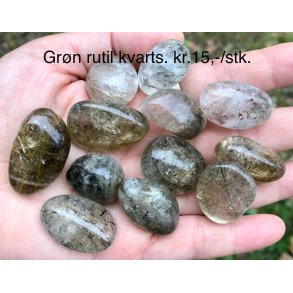 Grn rutilkvarts lommesten