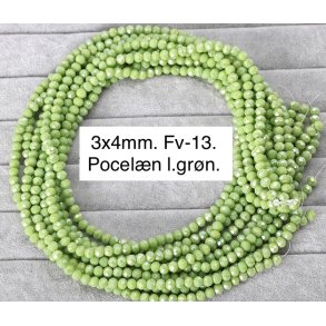 3x4mm. Ca.44cm. Facet krystal glas perle. Porcel�n fv-13. 