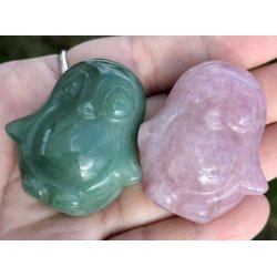 Rosakvarts og grn aventurin Pingvin 2x3x4cm. 