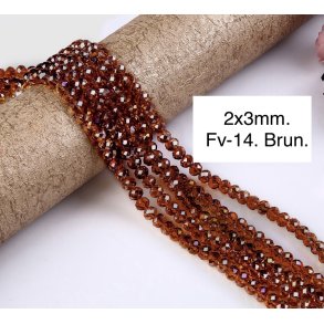 2x3mm. Facet krystal glas perle. Fv-14. 