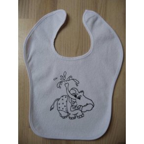 hagesmæk med gummibagside, hvid med motiv nr.01