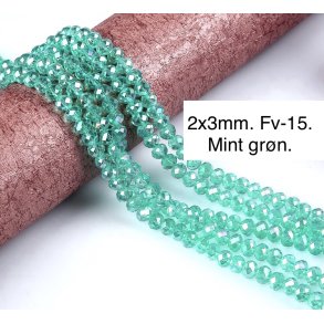2x3mm. Facet krystal glas perle. Fv-15