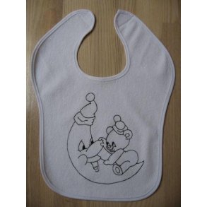 hagesmæk med gummibagside, hvid med motiv nr.04