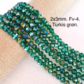 2x3mm. Facet krystal glas perle. Fv-4