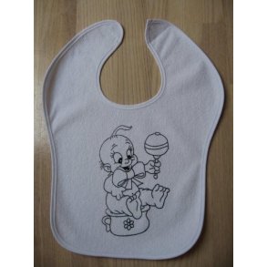 hagesmæk med gummibagside, hvid med motiv nr.05