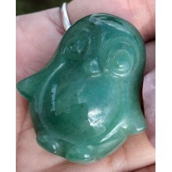 Rosakvarts og grn aventurin Pingvin 2x3x4cm. 