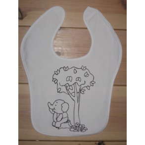 hagesmæk med gummibagside, hvid med motiv nr.24