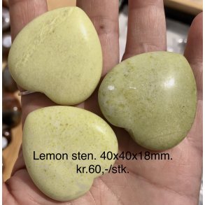 Lemon sten hjerte. 40x40x15mm. 