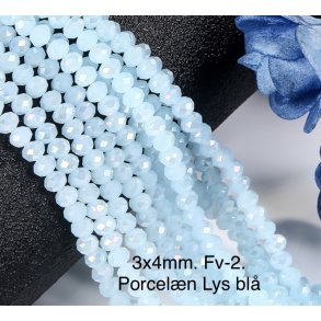 3x4mm. Ca.44cm. Facet krystal glas perle. Porceln fv-2. 